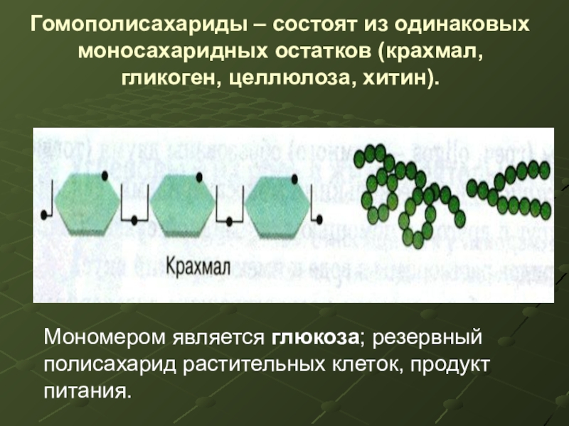 Синтез мономеров. Мономером целлюлозы является. Мономером целлюлозы является Глюкоза. Гомополисахариды: крахмал, гликоген, Целлюлоза.. Крахмал Целлюлоза гликоген хитин.