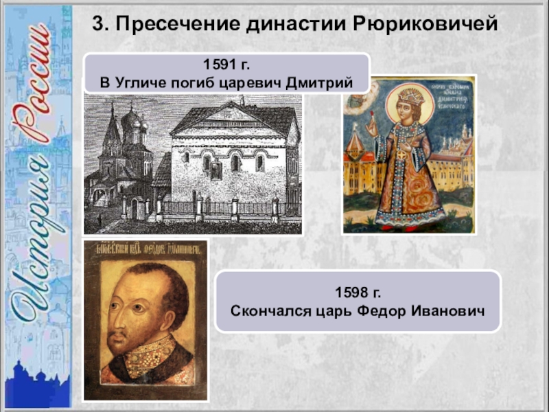 Царевича убиенного здесь в конце xvi века. Царевич Дмитрий погибший в Угличе в 1591. Премсечение династии Рюрикович. Пресечение царской династии Рюриковичей. Пресечение династии Рюриковичей Дата.