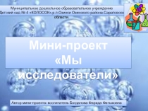 Минипроект по иследовательской деятельности Мы исследователи