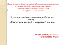 Презентация по экологии на тему В поисках живой и мертвой воды