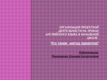 Организация проектной деятельности на уроках английского языка в начальной школе.
