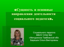 Сущность и основные направления деятельности социального педагога