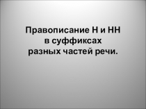 Презентация к уроку русского языка Правописание Н и НН в разных частях речи (9 класс)