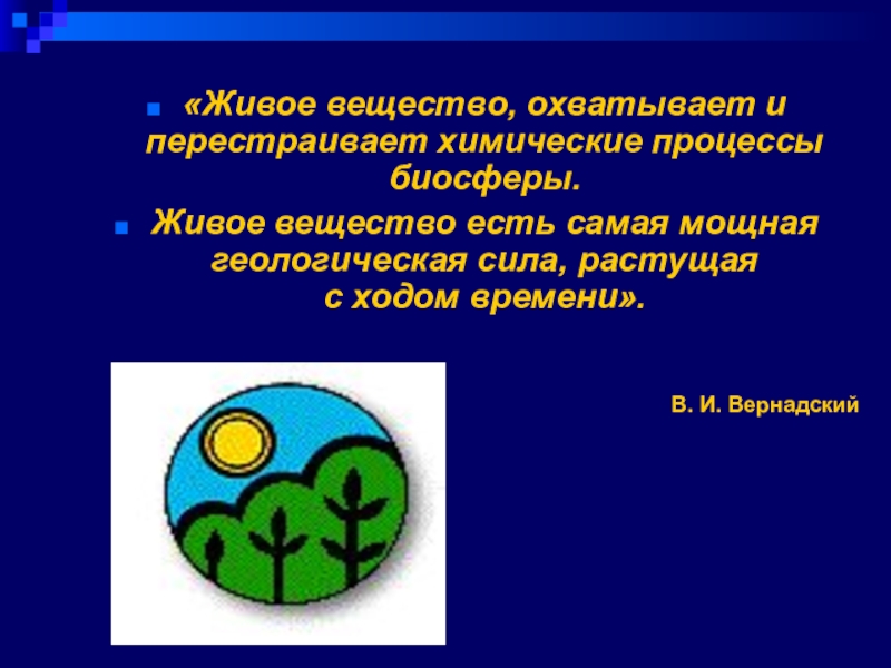 Живое вещество. Виды живого вещества. Теория живого вещества. Химические процессы в биосфере.