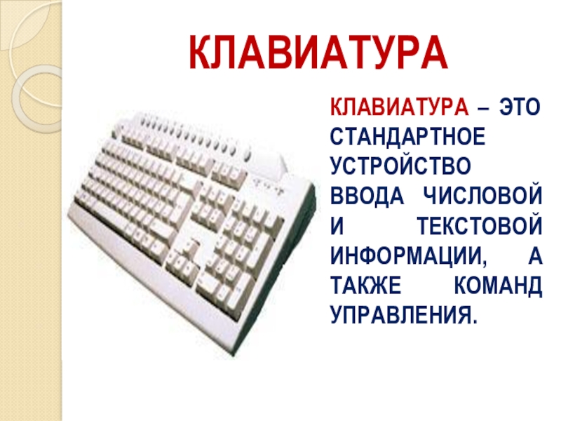 Клав это. Устройства ввода числовой информации. Периферийные устройства компьютера клавиатура. Стандартное устройство ввода текстовой информации. Клавиатура это в информатике.