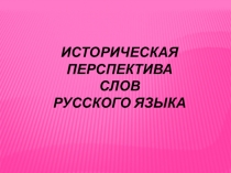 Презентация к уроку русского языка Историческая перспектива слов русского языка