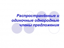 Презентация к уроку: Распространенные и одиночные однородные члены предложения