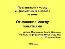 Презентация по информатике в 6 классе Отношения между понятиями