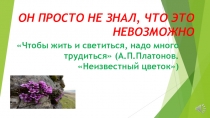 ПРЕЗЕНТАЦИЯ К УРОКУ ЛИТЕРАТУРЫ ОН ПРОСТО НЕ ЗНАЛ, ЧТО ЭТО НЕВОЗМОЖНО