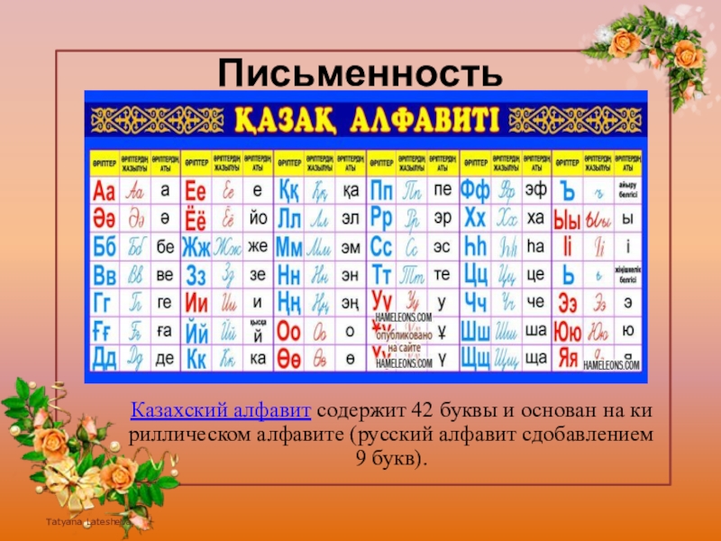 Вклад в казахскую письменность и основы языка