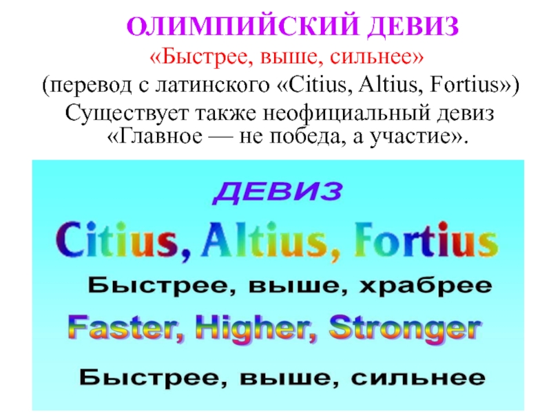 Силен перевод. Девизы на латинском языке. Латинские девизы. Олимпийский девиз на латыни. Латинские названия команд.