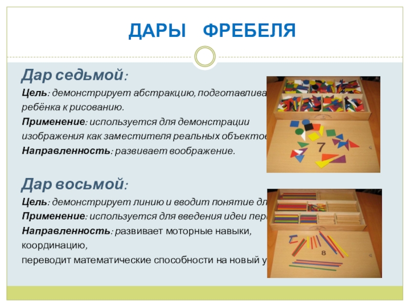 Презентация дары фребеля и методика работы с ними