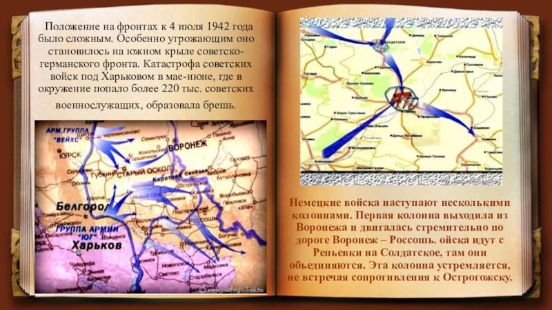 Операция 13. Положение на фронтах в 1942. Положение на фронте. Острогожско-Россошанской (13—27 января 1943 года. Июль 1942 Харьков значение.