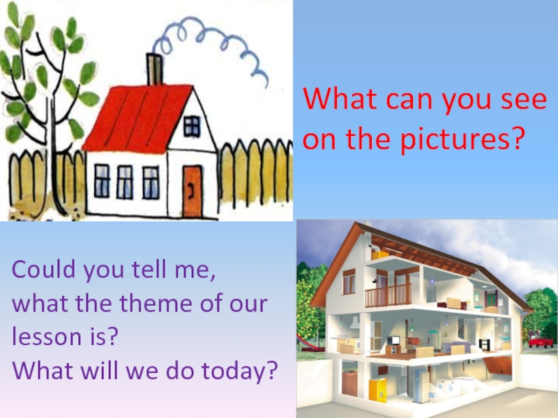 What can you see on the pictures?Could you tell me, what the theme of our lesson is?What