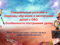 Специальные условия и подходы обучения и воспитания детей с ОВЗ