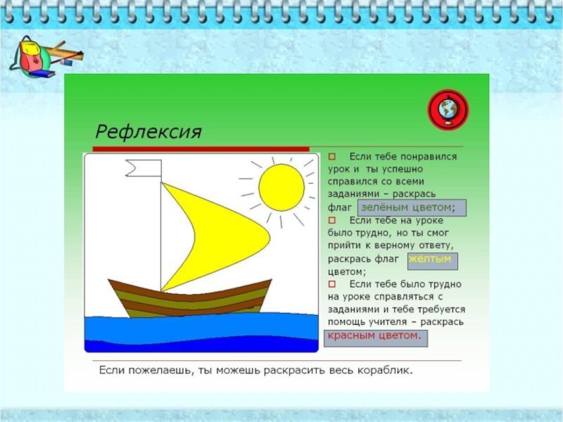 План урока рефлексия