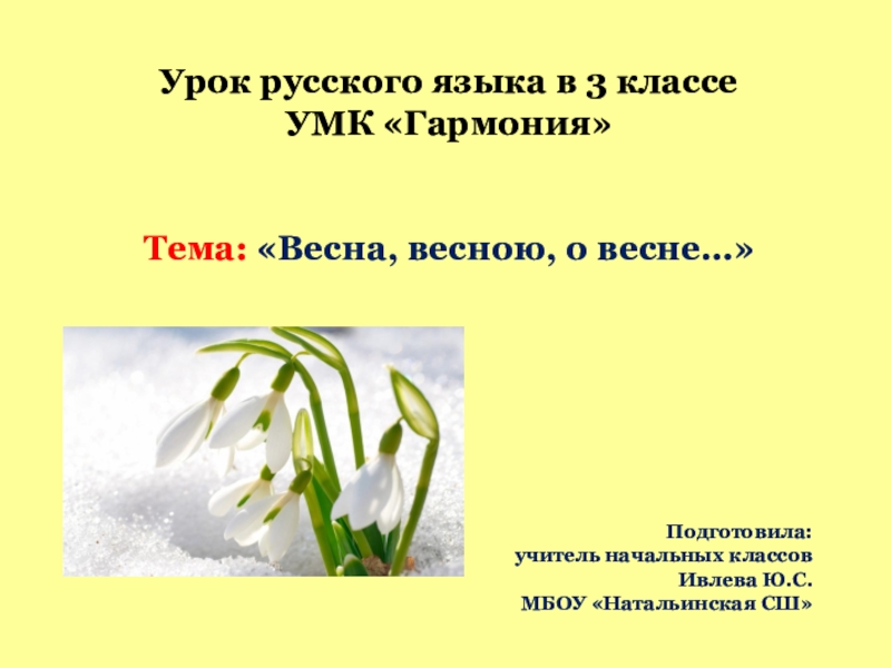 Презентация Презентация к уроку русского языка Весна, весной, о весне...