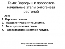 Строение семени, зародыша и проростка однодольных и двудольных
