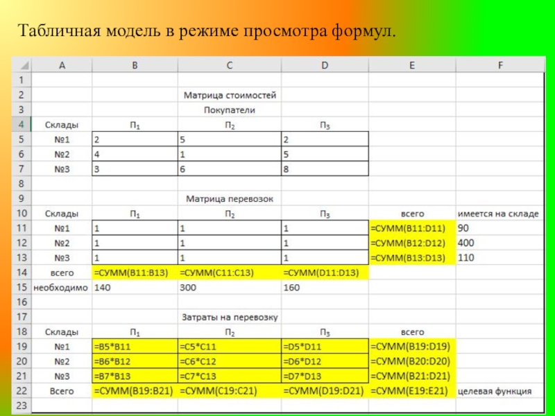 Макета табличный документ