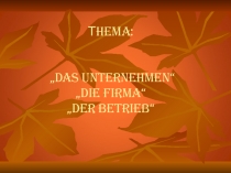 Презентация по дисциплине Иностранный язык (немецкий) по теме Предприятие