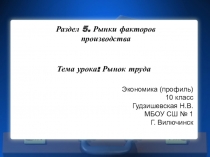 Презентация по экономике Рынок труда