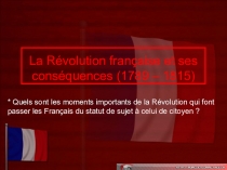 Презентация по французскому языку Французская революция 1789 и ее последствия