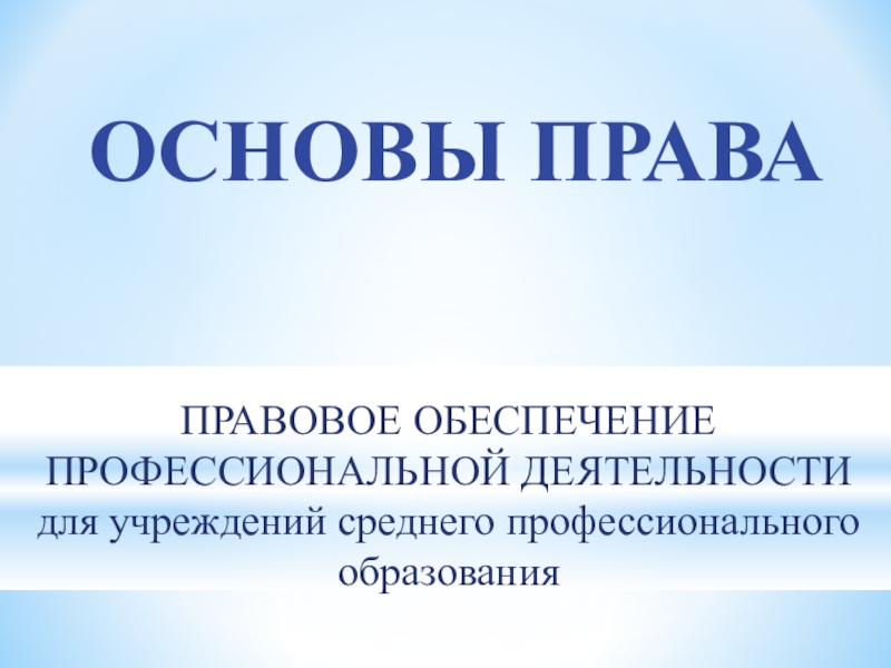 Предмет правовое обеспечение профессиональной деятельности