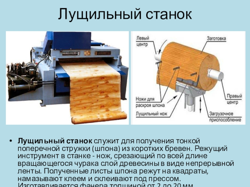 Схема лущения древесины