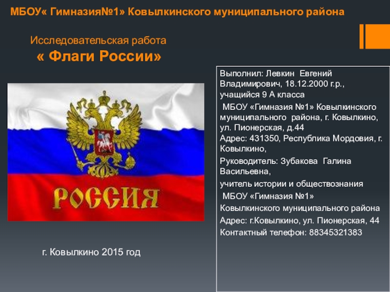 Презентация по истории Флаги России