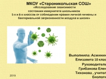 Презентация Исследование зависимости состояния иммунитета школьников 5-х и 8-х классов от соблюдения правил личной гигиены и бактериальной загрязненности воздуха в школе
