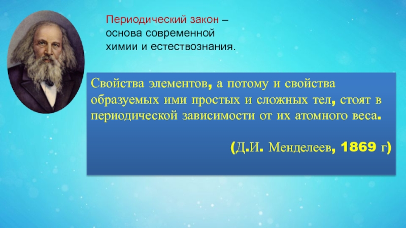 Презентация периодическая система д и менделеева