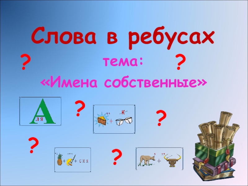 Презентация Имена собственные (ребусы)