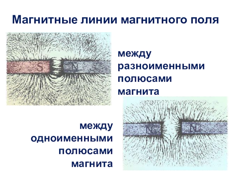 К другу полюсами с. Магнитное поле разноименных полюсов.