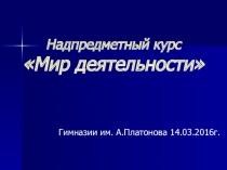 Презентация по внеурочному курсу Мир деятельности