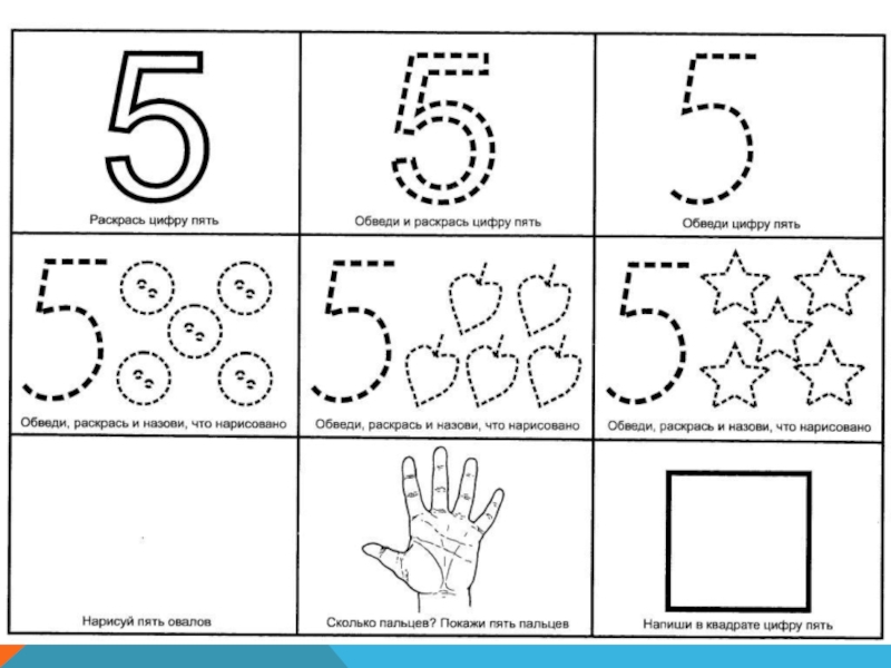 Презентация цифра 5 число 5 для дошкольников
