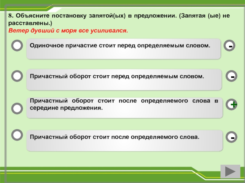 Запятые в предложении с причастным оборотом