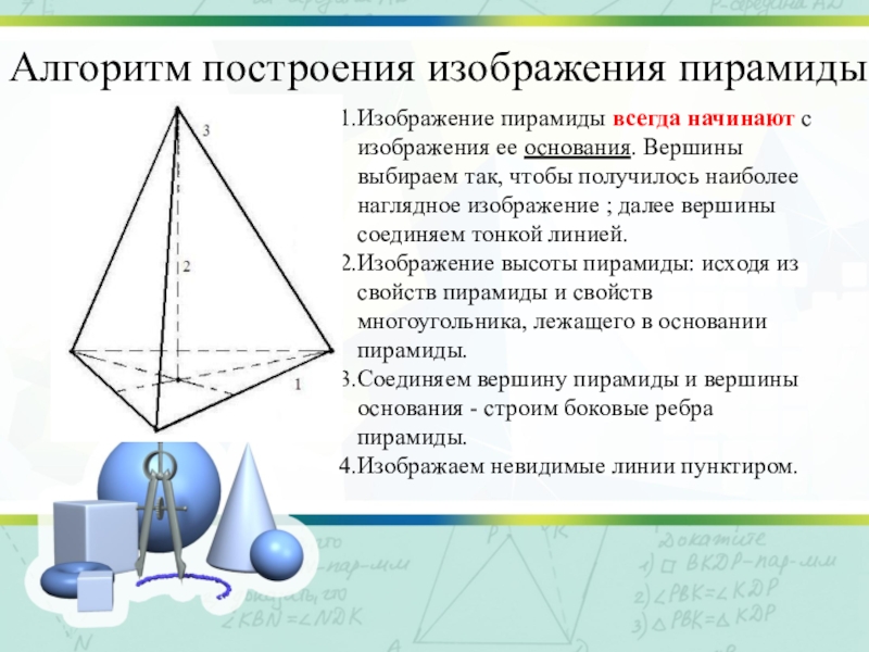 Параллельные пирамиды. Алгоритм построения пирамиды. Параллельное проектирование. Площадь ортогональной проекции.. Параллельное проектирование площадь ортогональной. Построение изображения пирамиды.