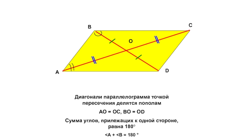 Диагонали точкой пересечения делятся пополам. Диагонали параллелограмма точкой пересечения делятся. Точка пересечения диагоналей параллелограмма. Параллелограмма точкой пересечения делятся пополам.