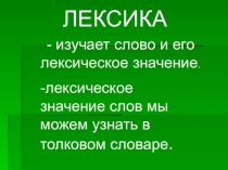 ПРЕЗЕНТАЦИЯ НА ТЕМУ ЛЕКСИКА