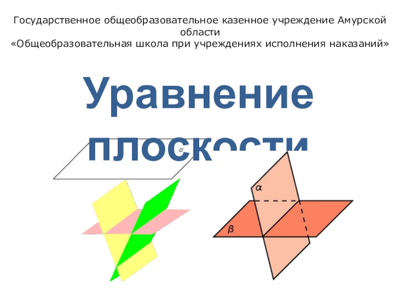Презентация Презентация по геометрии на тему Уравнение плоскости (10 класс)