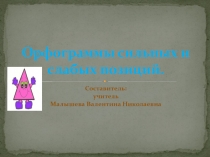 Презентация по русскому языку  Орфограммы сильных и слабых позиций в русском языке.