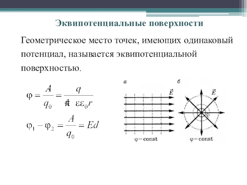 Потенциал электрического поля и разность потенциалов презентация 10 класс