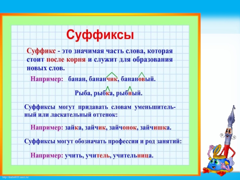 Как сделать суффикс в презентации