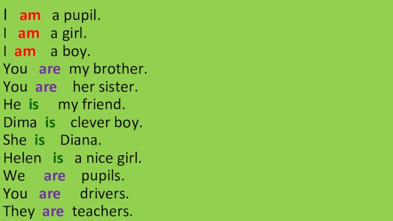 I  am  a pupil. I  am  a girl. I