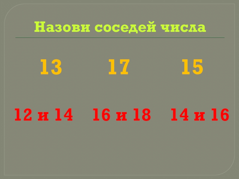 назови соседние числа. соседи числа 18. соседние числа 18. назови соседей числа 3.
