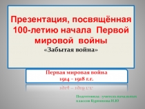 Классный час Презентация, посвящённая 100-летию начала Первой мировой войны