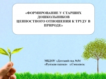 ФОРМИРОВАНИЕ У СТАРШИХ ДОШКОЛЬНИКОВ ЦЕННОСТНОГО ОТНОШЕНИЯ К ТРУДУ В ПРИРОДЕ