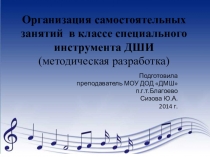 Презентация методической разработки Организация самостоятельной работы учащихся ДШИ