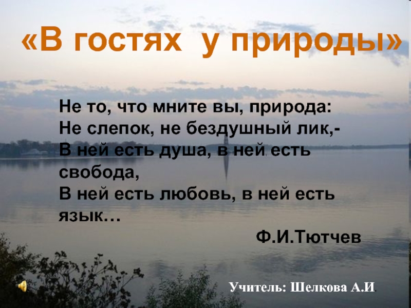 Не то что мните вы природа. В гостях у природы.