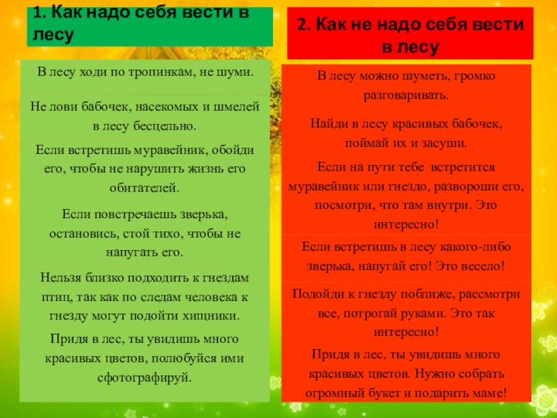 гулять на природе. по лесу надо ходить. модернизированные пословицы. правила друзей в лесу. правила поведения на природе.